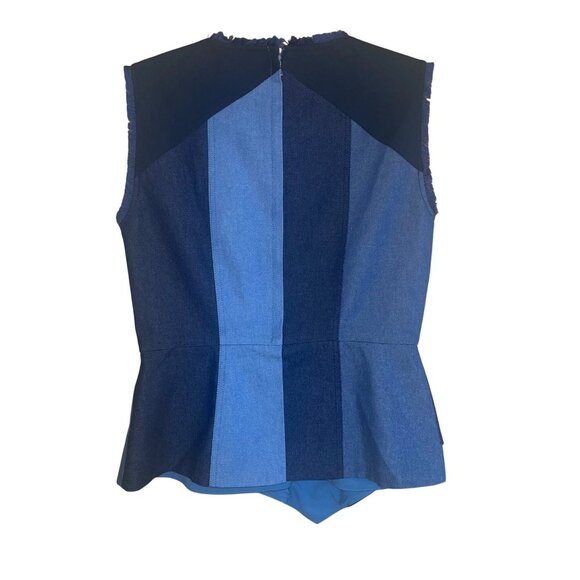 BCBG Womens Top Size Medium Blue Max Azria Sleeveless Peplum Denim Pure Cotton - Picture 2 of 8